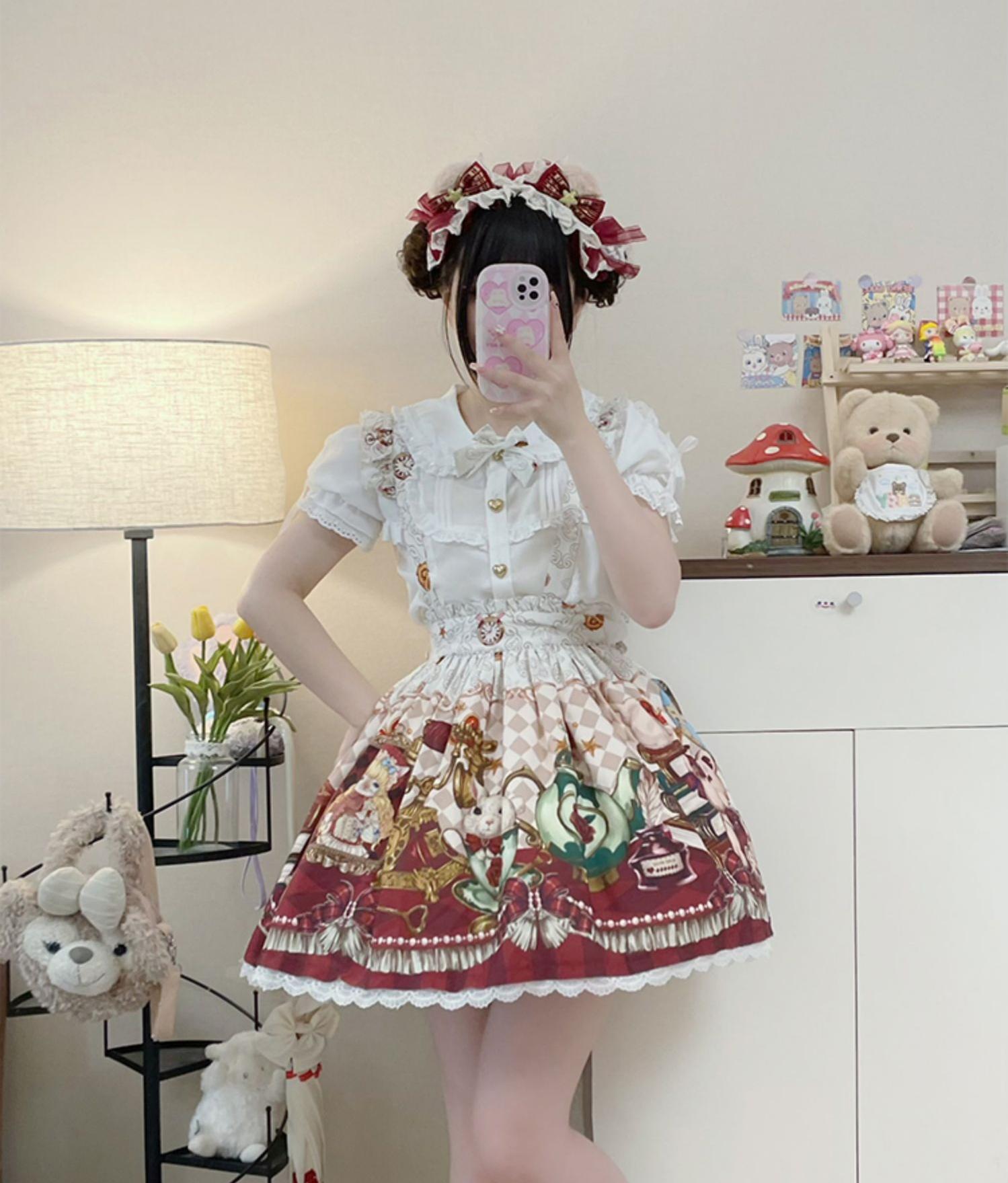 Ocelot - Crown Bear - Kawaii Lolita SK Daily Chiffon Skirt