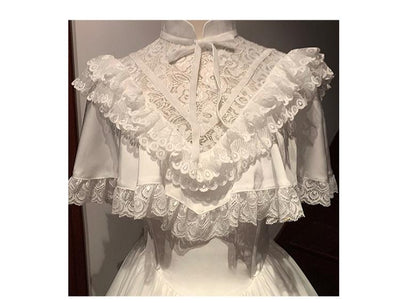 (BFM)Dingqiqi~Vintage Lolita Dress Court Style Lolita OP S Lace white dress 