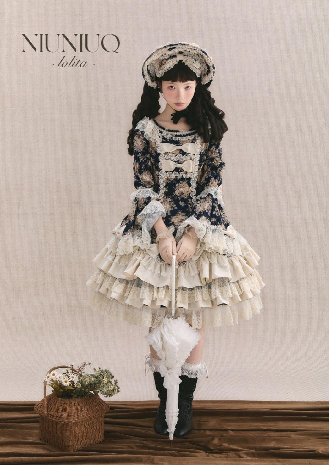 Diana Rose Wall - Old School Lolita Rose Print OP Dress, Side Zipper (2XL L M S XL XS) 44903:827528