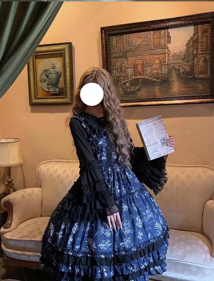 Frost's Descent - Classic Lolita JSK Dress Set, Botanical Butterfly Print 45970:870168