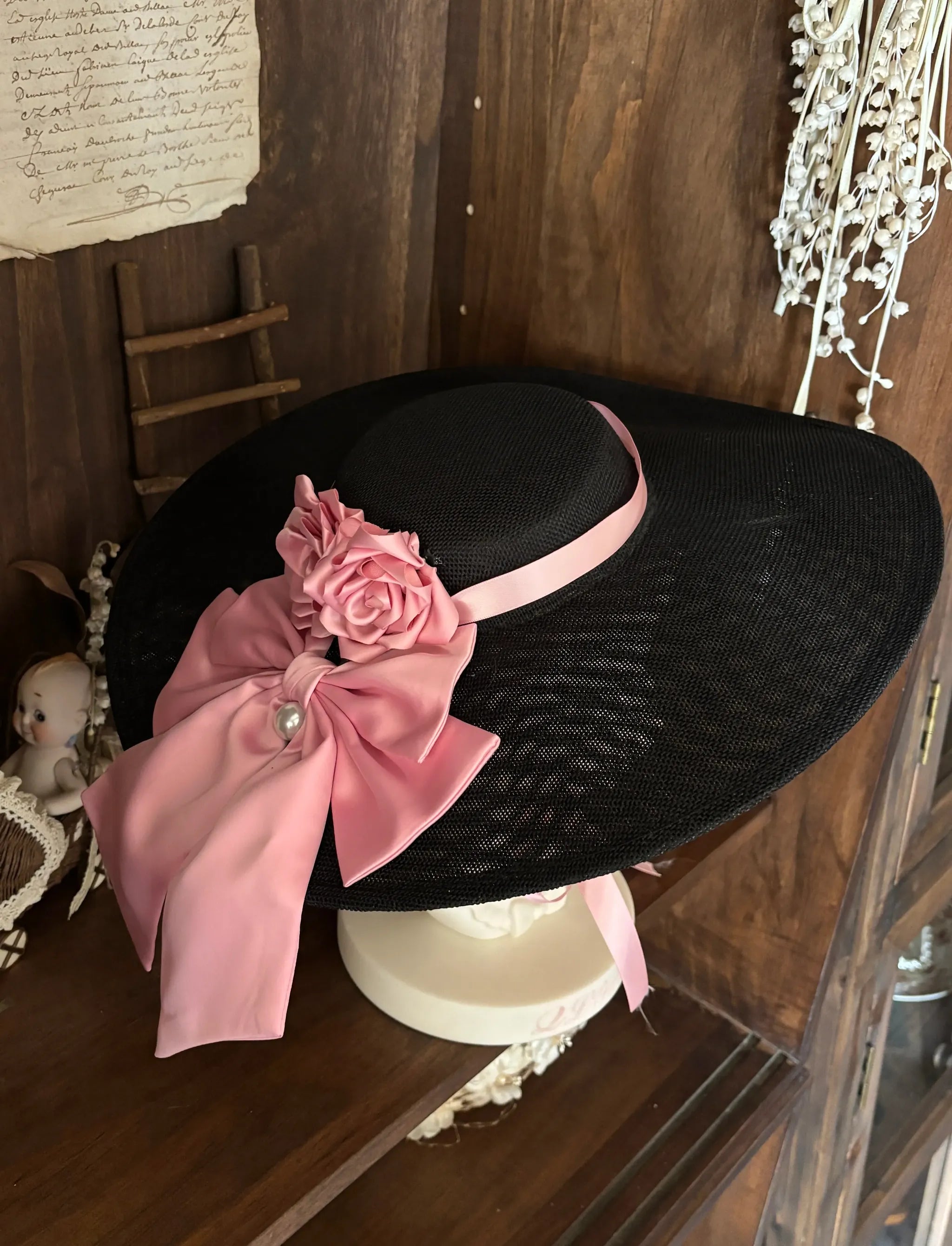 Casket Rose - Elegant Lolita Satin Corset Dress with 3D Pink Roses 45675:858122