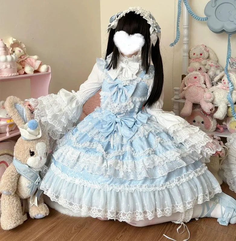 Love and Heart Palpitations - Sweet Wedding Lolita JSK Dress, Pearl and Lace Accents