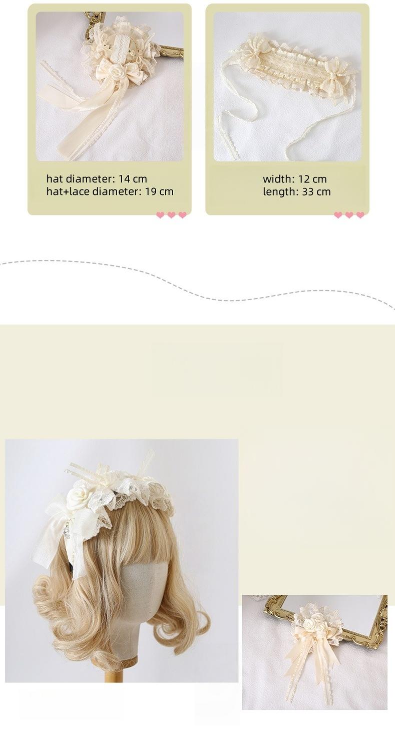 Xiaogui - Lace Lolita Headdress Set With Bow/Ruffle Details