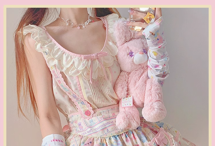 RichLolita~Starry Pudding Bear~Sweet Lolita Jumper Dress Printed OP Dress