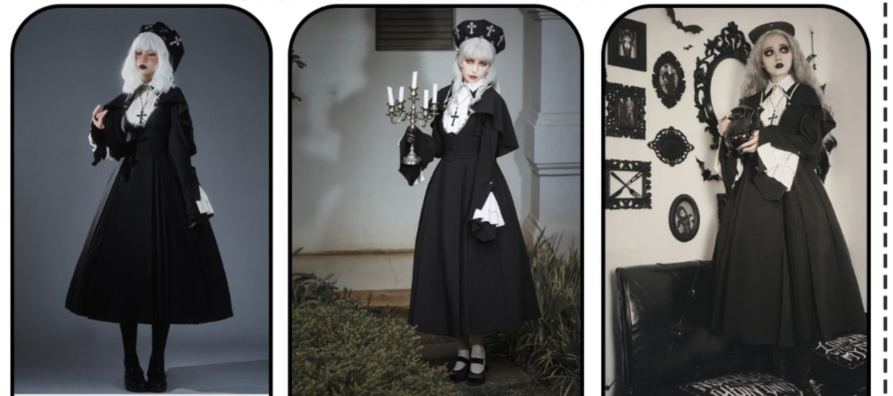 Susin Lolita~Cross Praise~Nun Style Gothic Lolita Dress and Blouse 12878:183554