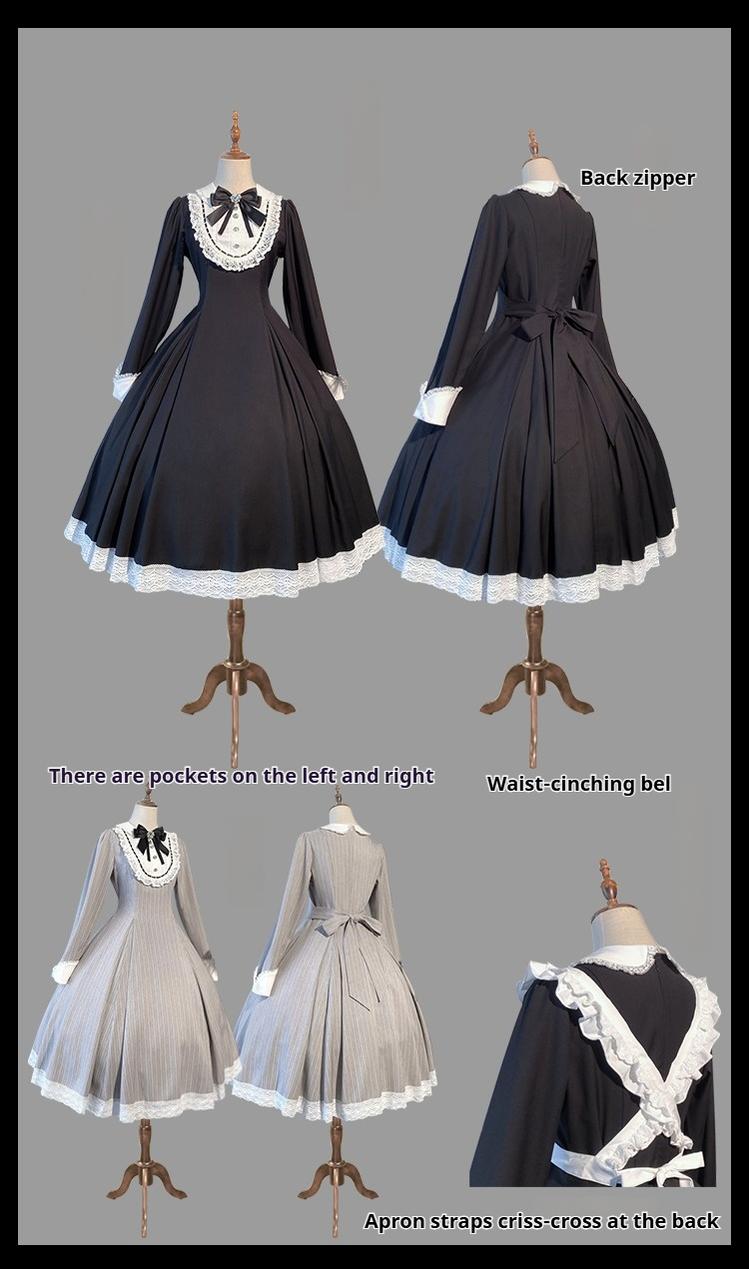 Hezi's Cat Haven~Black Cat Butler~Maid Lolita OP Dress Elegant Black and White Dress 40552:665160