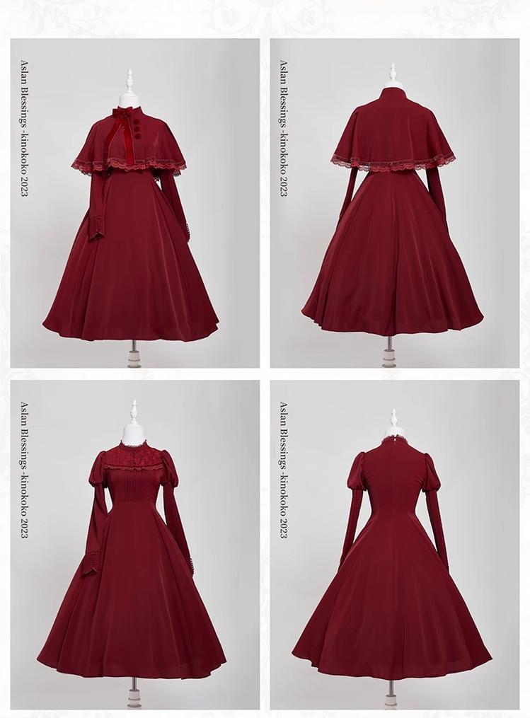 KINOKOKO - Aslan Blessings - Classic Lolita OP Seven-panel Slim Fit Dress with Cape 41988:721724