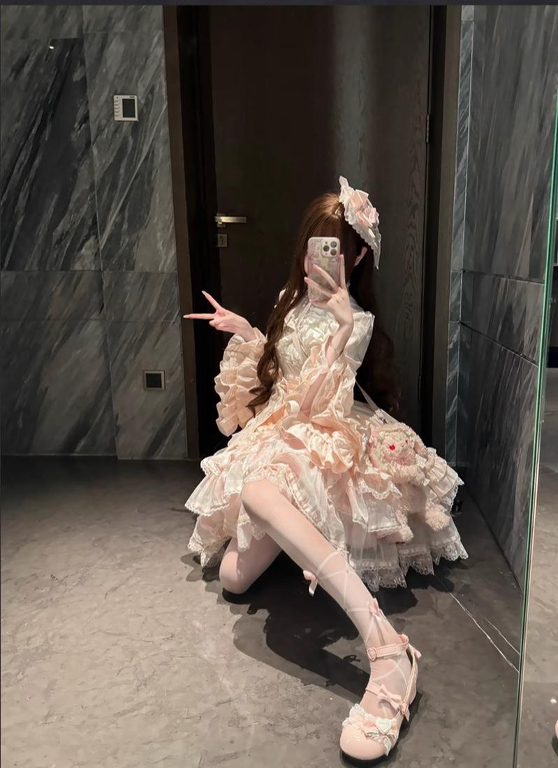 Buling Moon - Solo Puppet - Sweet Lolita OP Dress with Princess Long Sleeves