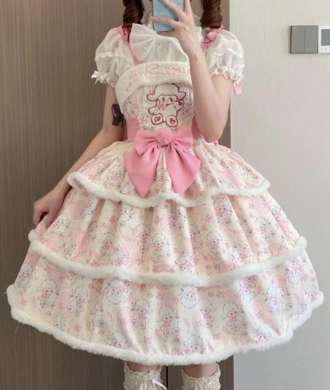 Suiyi - Whimsy Lamb - Pluff Kawaii Lolita JSK, Lamb Print and Embroidery (L M S) 44266:801599