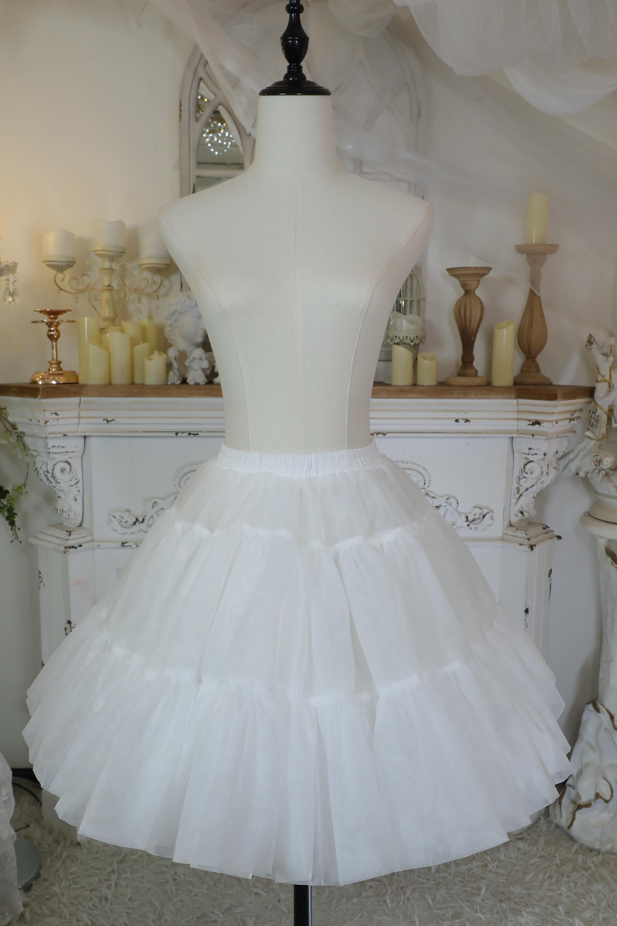 Noloria - White Puffy Lolita Petticoat, 17.7" (45 CM), Cotton Lining