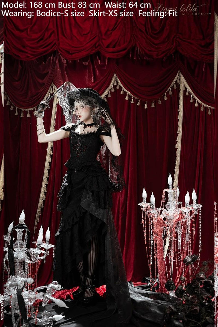 Lingxi Lolita~Lord of the Night~Gothic Lolita Skirt Suit Mermaid Skirt and Fishbone Bodice 42159:730326