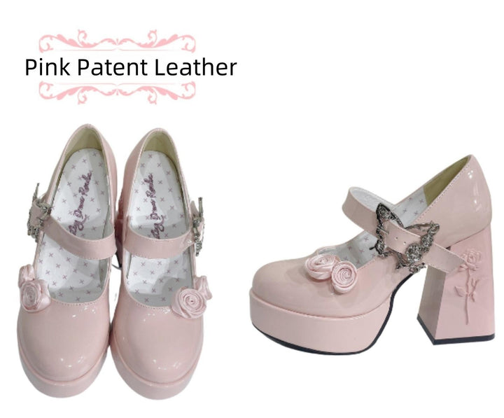 Dreamland~Cyclic Wonders~Elegant Lolita High Platform Shoes with Butterfly and Rose Details