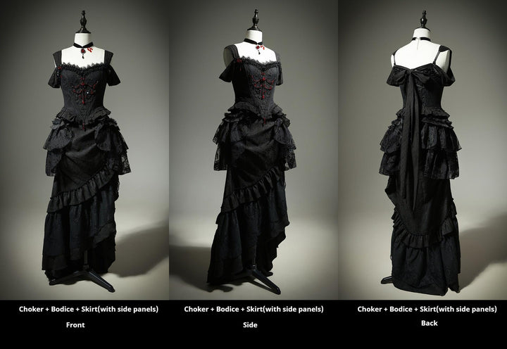 Lingxi Lolita~Lord of the Night~Gothic Lolita Skirt Suit Mermaid Skirt and Fishbone Bodice 42159:730331