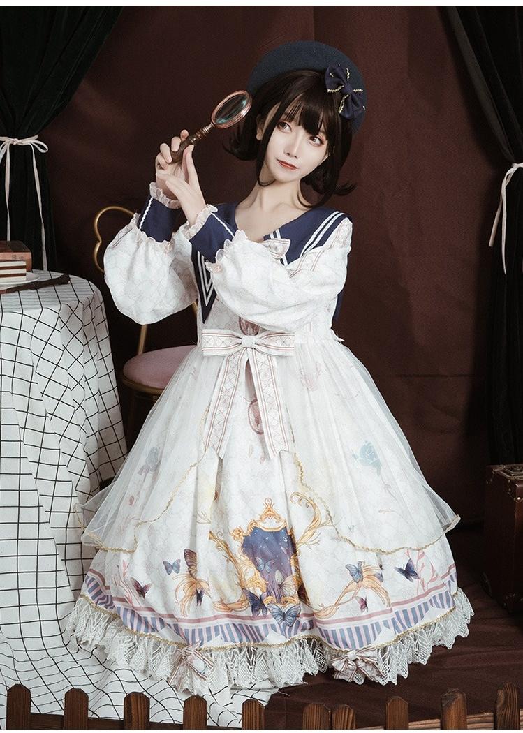 OCELOT~Classic Lolita OP Sailor Collar Elegant Lolita Dress   