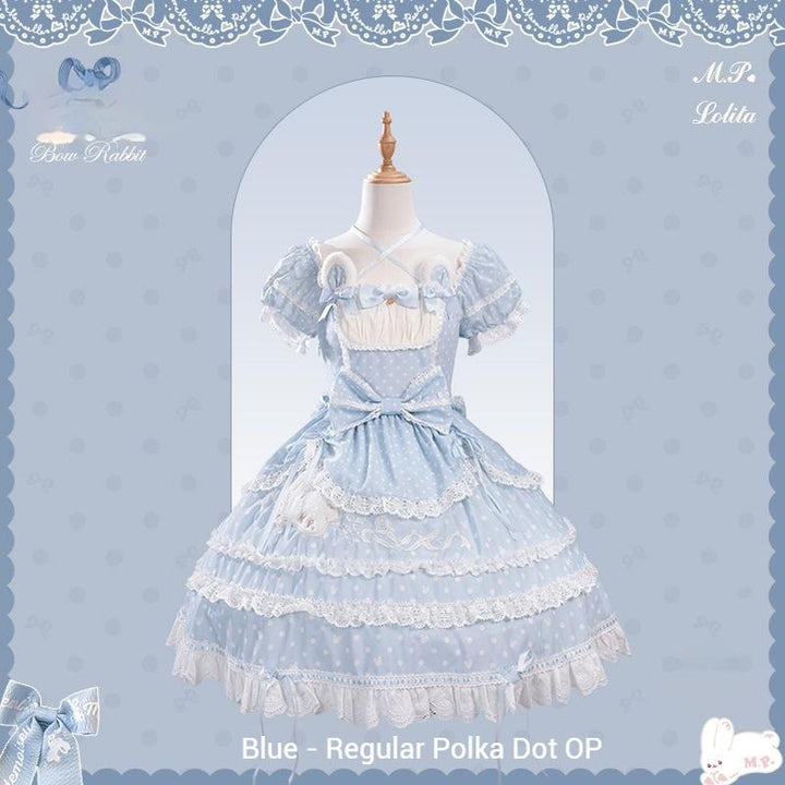 Mademoiselle Pearl~Bow Rabbit~IP Collab Sweet Lolita OP in Multiple Styles (L M S XL XS) 43054:764030