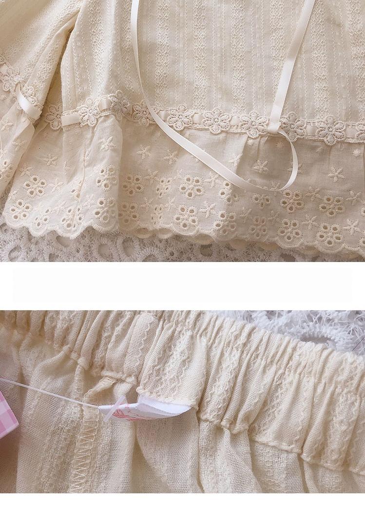 Elastic Waist Lolita Cotton Bloomers, Ruffled Leg Hem 45846:864743