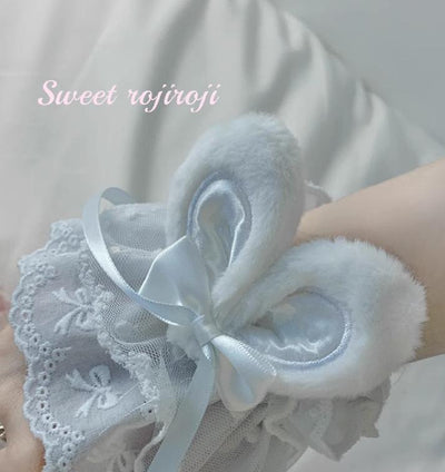 Roji roji~Cute Lolita Bunny Ears Cuffs Lace Summer Butterfly Hand Sleeves   