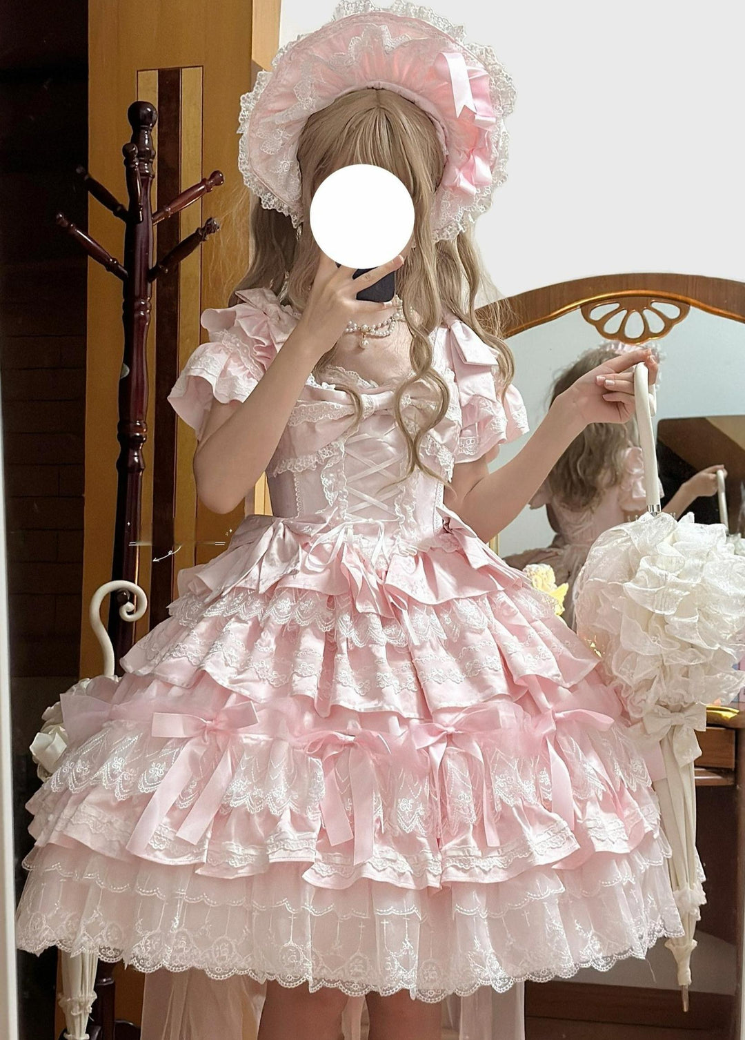 NyaNya~Talia~Sweet Lolita Jumper Dress Set Lolita OP Dress Pink OP S - Dress only 