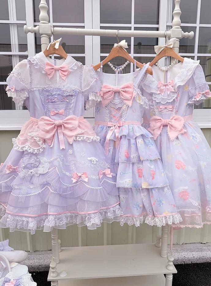 Cinnamoroll Ocean Fantasy - IP Collab Sweet Lolita Tiered JSK & OP Dress, Cinnamoroll Print 45995:871853