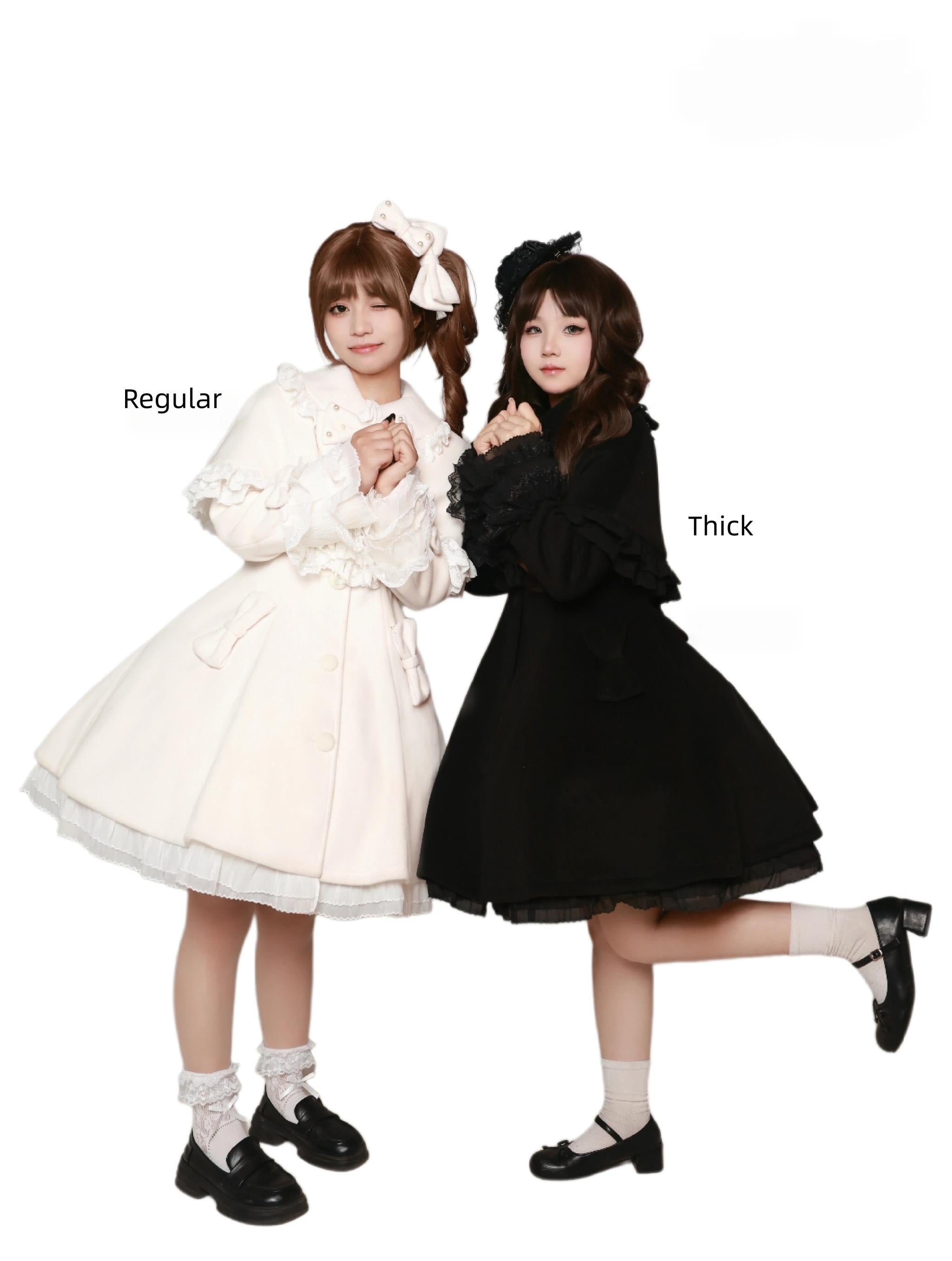 Lace Heart-Knot - Winter Sweet Lolita Lace Cape Coat, A-line Fit