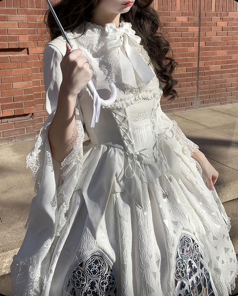 Susin Lolita - Night Traveler - Gothic Lolita Skirt Outfit Long Coat Shirt and Bustier Set 42118:727530