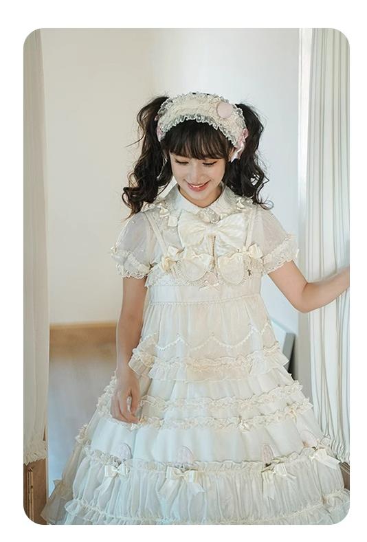 Summer Fairy~Strawberry Angel~Sweet Lolita JSK Suit Tiered Ruffle Dress Set