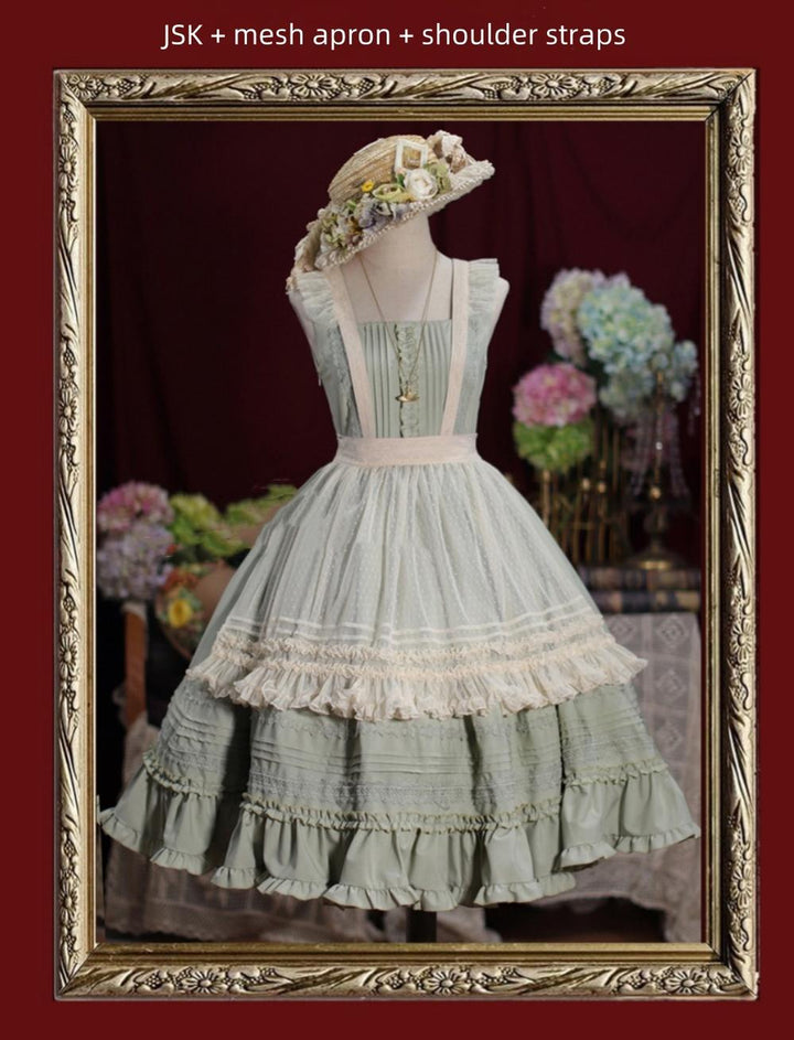 Tiny Garden~Nocturne Reminiscence~Elegant Lolita JSK Dress Multi-Wear Apron Dress Set   