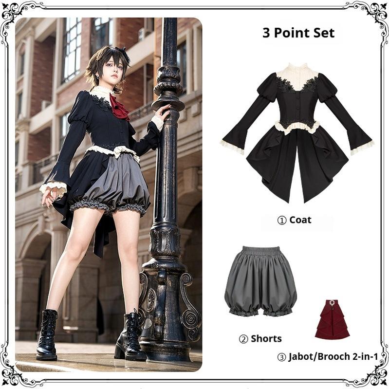 With PUJI~Night Feast~Gothic Lolita Suit Ouji Lolita Tailcoat Tiered Skirt Shorts (L M S) 41692:712040