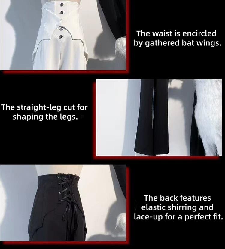 Earl of Drooping Wings - Ouji Lolita Flared Pants, Batwing Decoration 44550:812972