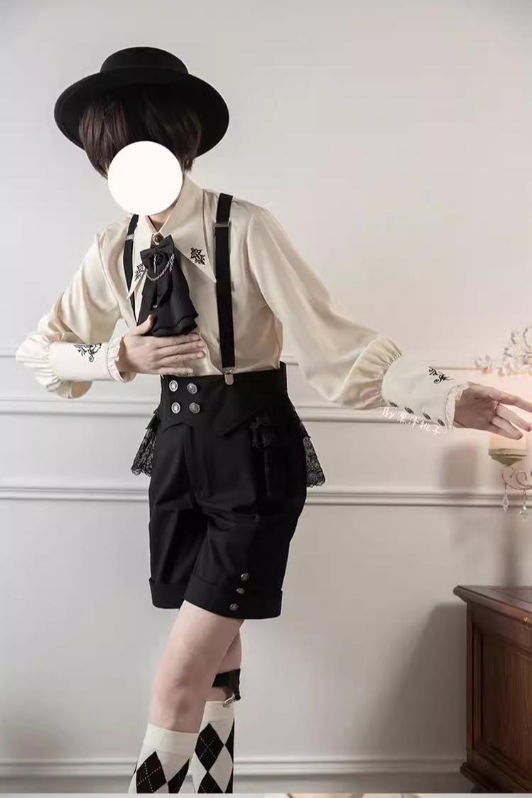 CastleToo - Night Raven Magic - Ouji Lolita Dress Set Prince Suspender Shorts Cape