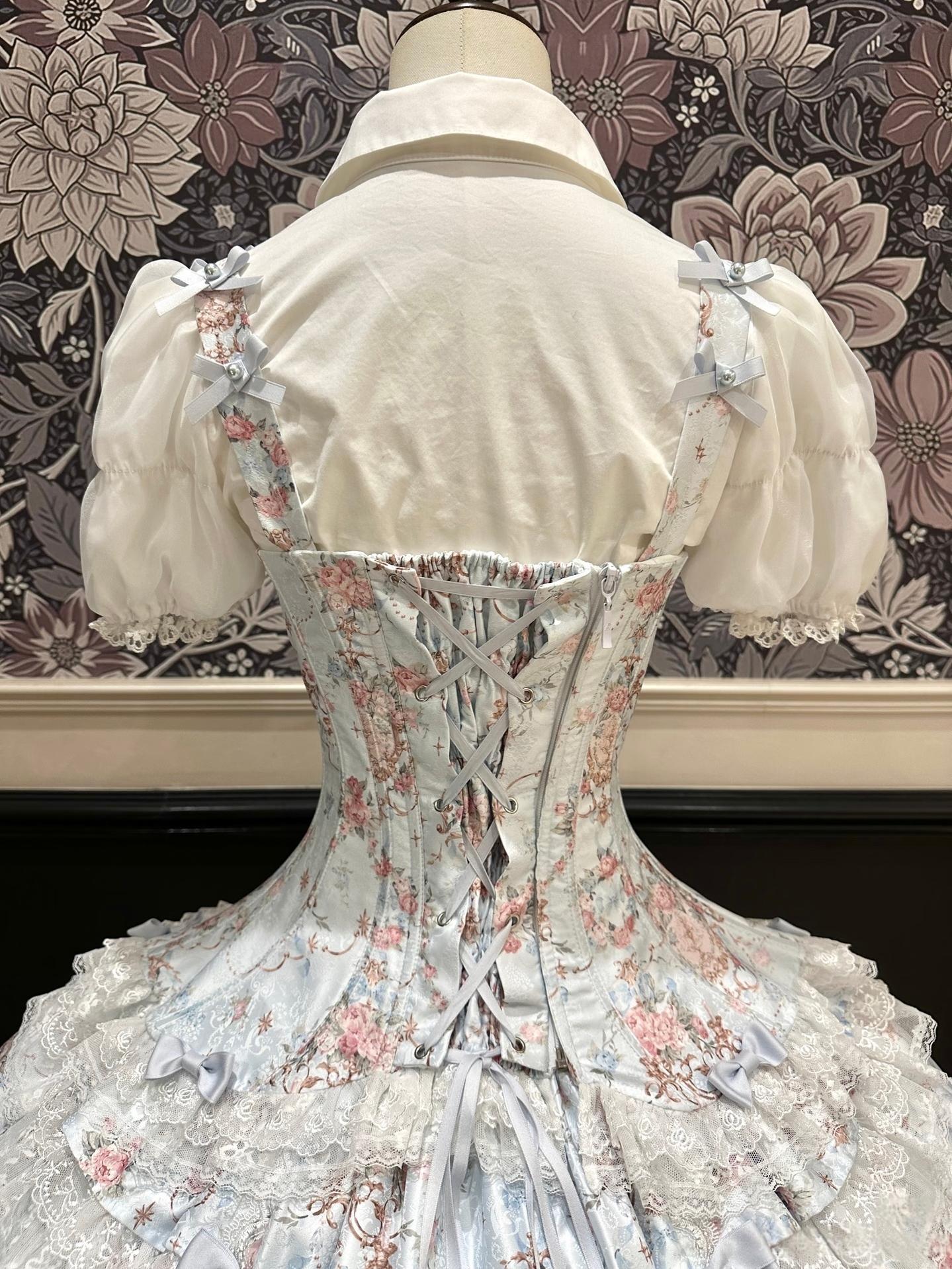 Mengfuzi - FLower in the Mirror - Old-School Lolita Bodice & SK Set, Short-Sleeved OP 44280:802291