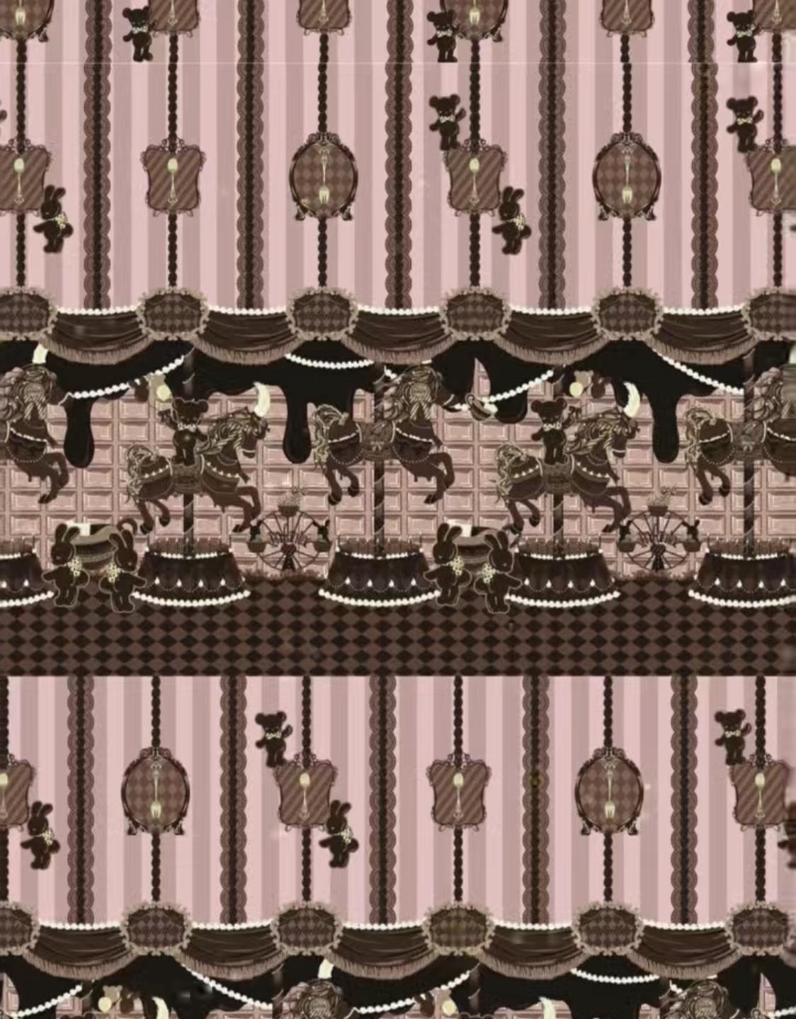 Infanta - Chocolate Carousel - Kawaii Lolita Salopette Dress Set Pink KC (one size / choose M) S