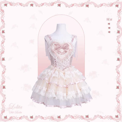 Flower and Pearl Box~Silk Ballet~Wedding Lolita JSK Dress Princess Ballet Dress XS Short JSK (Pink) 