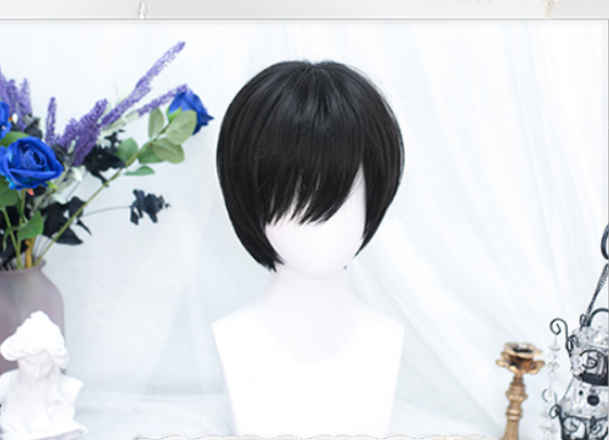 Dalao Home~Hua Yue~Ultra Short Ouji Lolita Wig natural black with hair net  