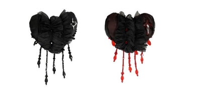 LittlePlum~Gothic lolita JSK Dress Solid Color S Red x Black · Dual-Use Heart Brooch 