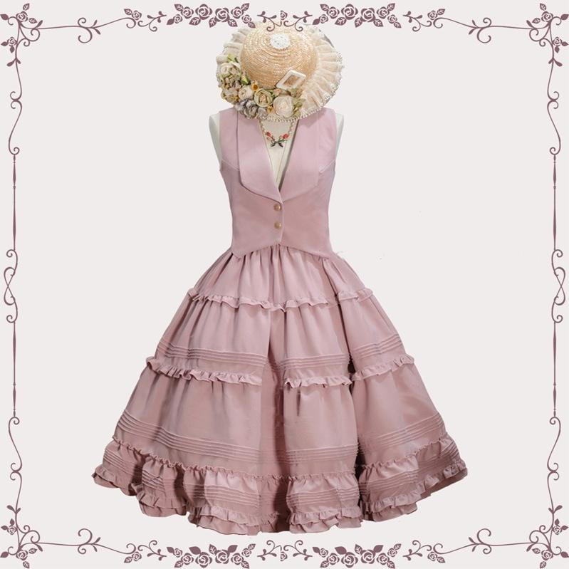 Tiny Garden~Old Love Songs~Lolita Elegant Vintage SK and Waistcoat S-SK only leather pink 