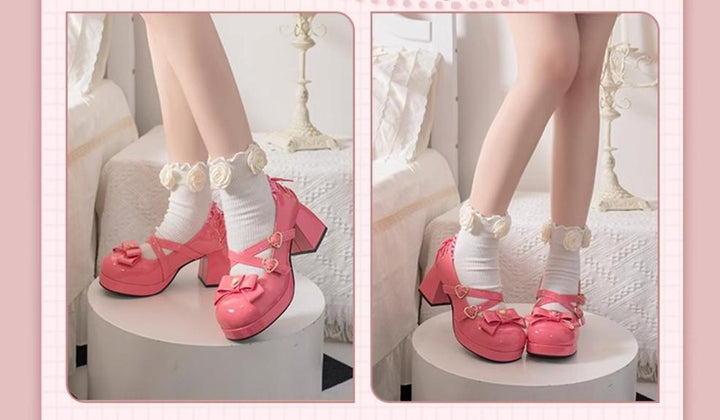 Milk Bun Bunny~Sweet Lolita High Heel Bow Princess Lolita Shoes 40632:670138