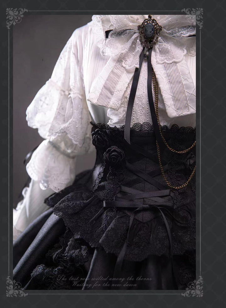 (BFM)Bramble Rose~Rose Deacon~Elegant Lolita Dress Black and White OP