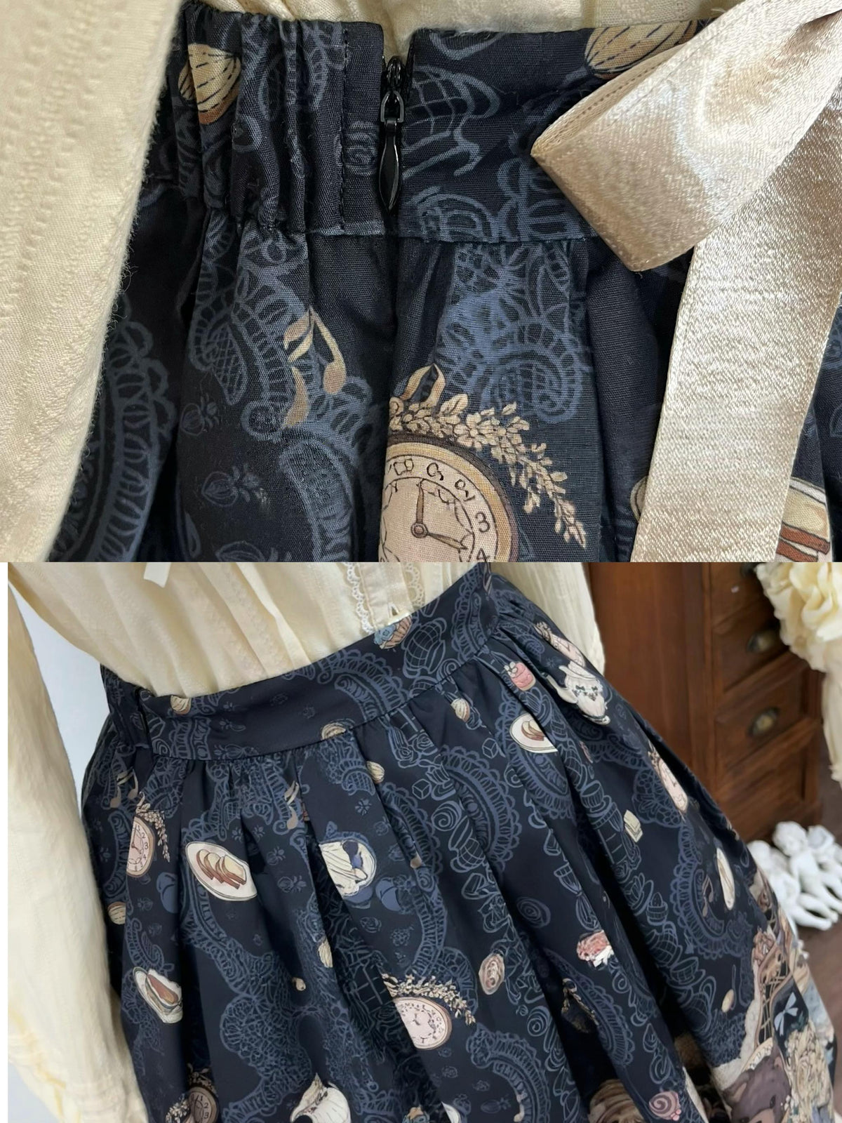 Bear's Tea Party - Kawaii Vintage Lolita Suspender Skirt, Bear Print 46007:871912