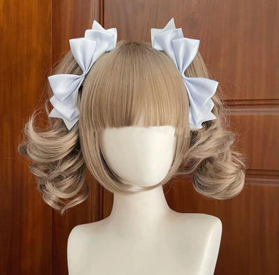 BeiBei Handmade~Kawaii Lolita Hair Clip Bow JK Side Clips Light blue  