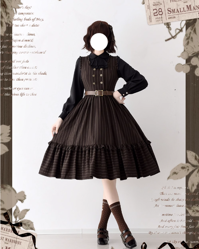 Forest Wardrobe~Little Manor~Classical Lolita JSK Dress Flounce Dress Long Sleeve Blouse   