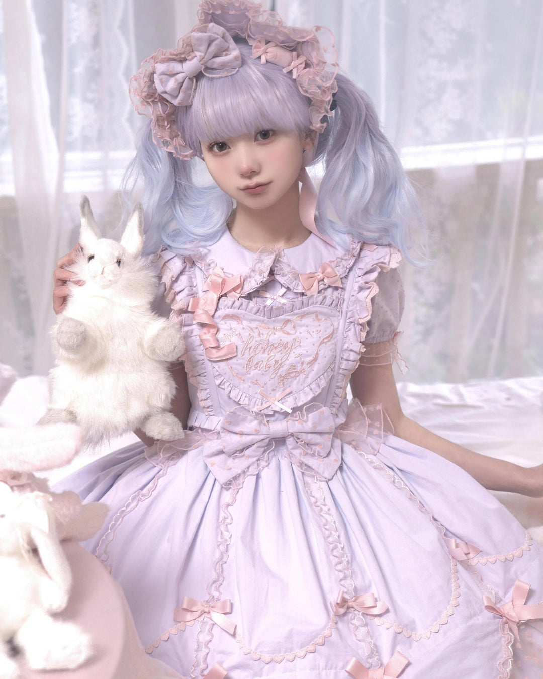 (BFM)The Seventh Doll~Sweet Diary SP~Vintage Lolita Jumper Dress Petal-like Hem JSK Headdress Set   