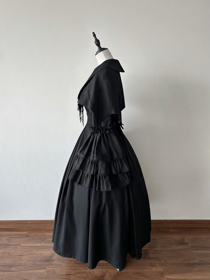 Muppet Mind Ben~Garden Witch~Gothic Lolita Dress Outfit Pointed Collar OP Batwing Cape 41414:772158