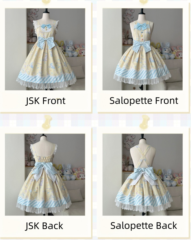 Star Gummies - IP Collaboration Sweet Lolita Dress, Bunny Print & Lace