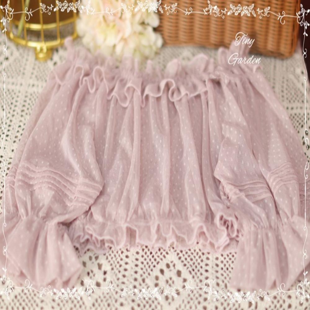 Tiny Garden - Sweet Dots Retro Lolita Summer Blouse One Size gray pink