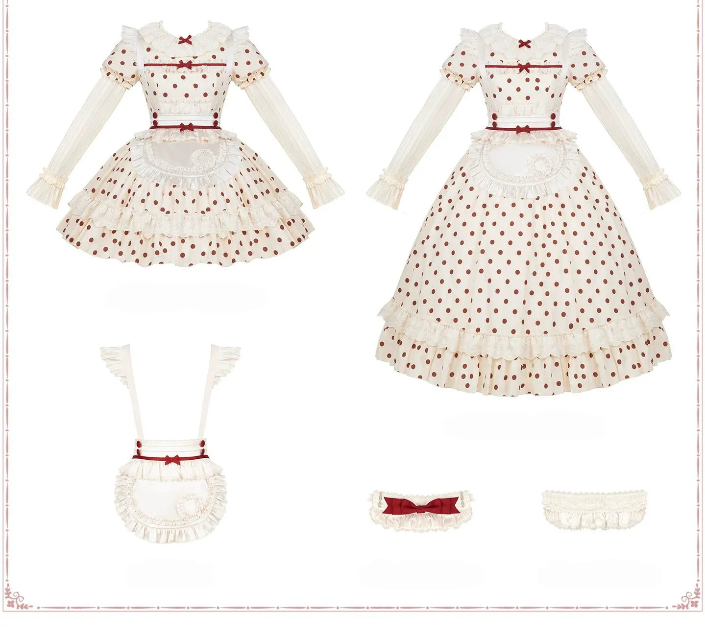 Polka Dot Lollipop - Cotton Old School Lolita Polka Dot OP Dress 45768:861573