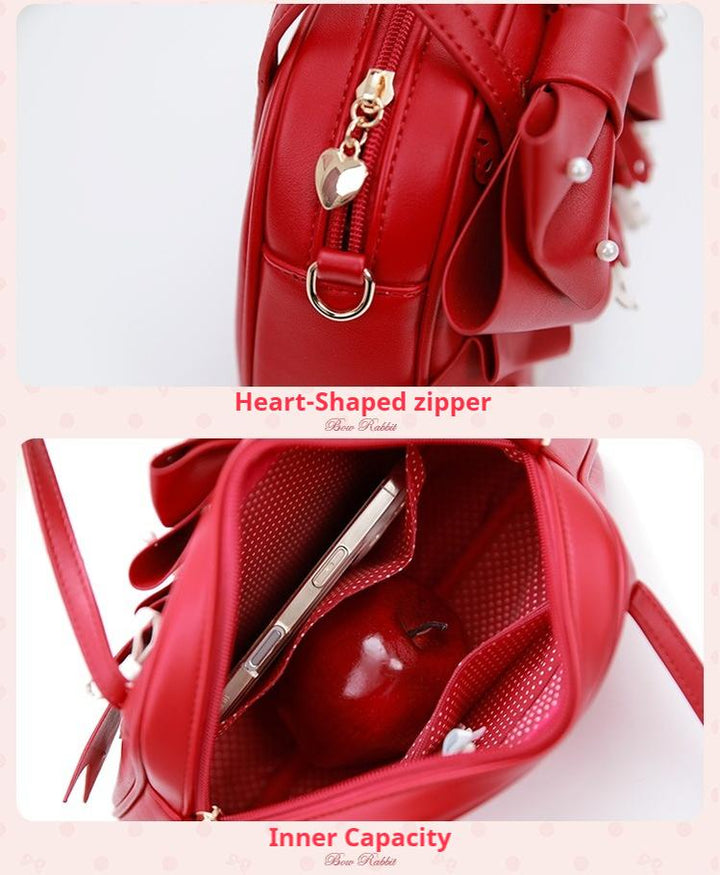 Mademoiselle Pearl~Bow Rabbit~Sweet Lolita Handbag With Bows & Pearls