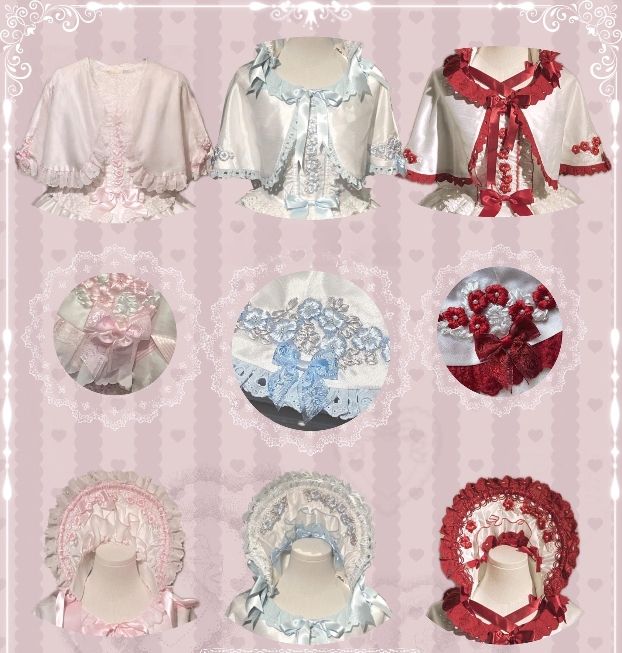 Charlotte Bouquet - Old School Lolita JSK Set, Embroidery & Bows 45093:835408