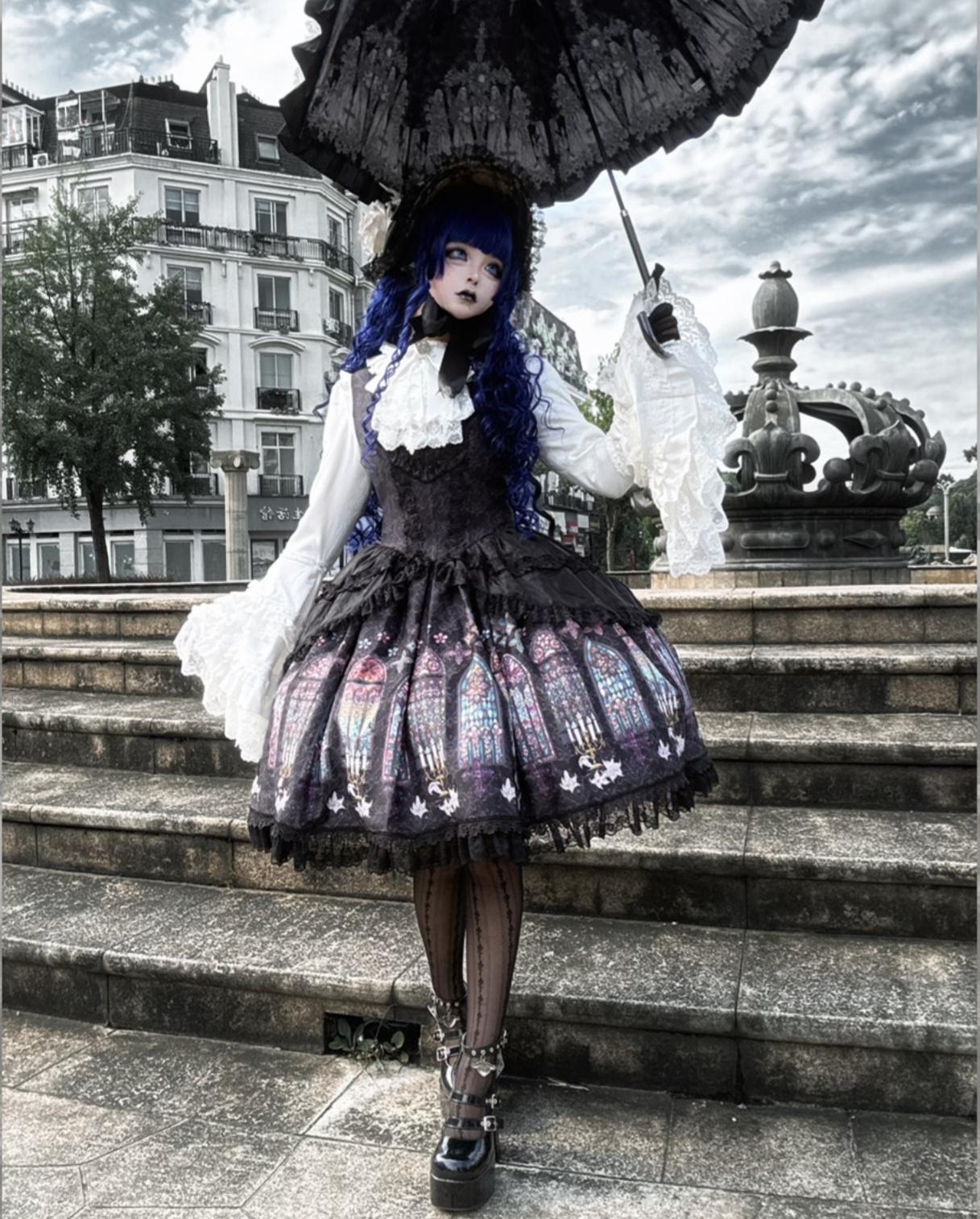 Gothic Lolita JSK Dress & Blouse Set, Stained Glass Print 45793:862635