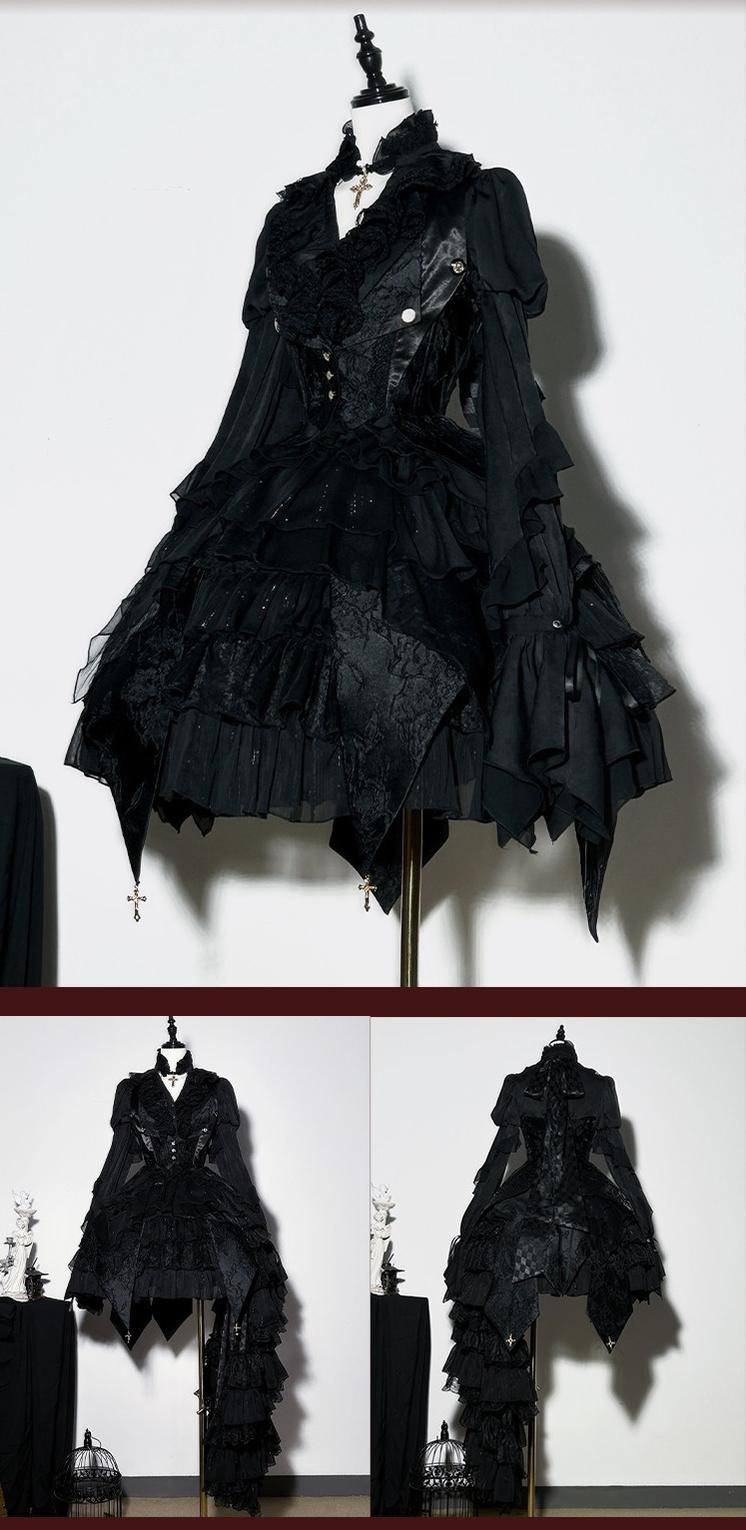 Genesis and Armageddon - Gothic Lolita High-low Hem Shirt, Boning SK